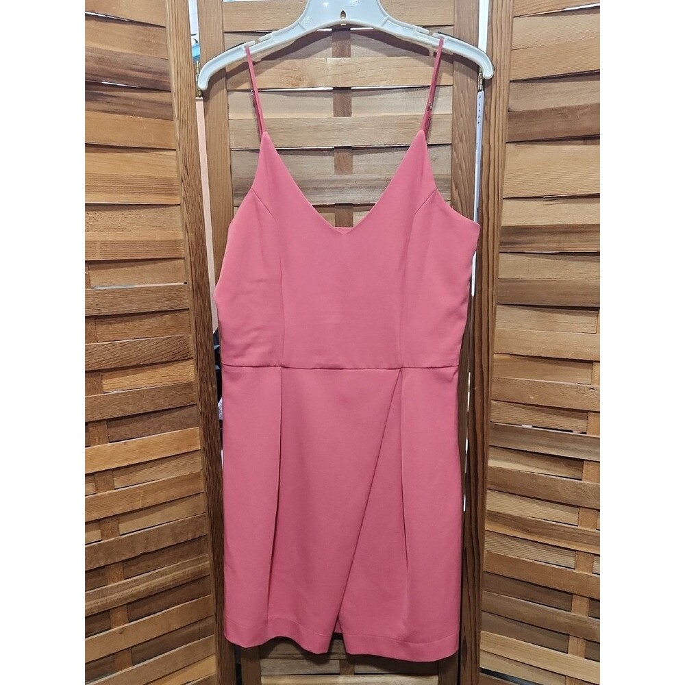 GB Women L Coral Pink Spaghetti Strap V-Neck Mini Dress Summer Party Wedding